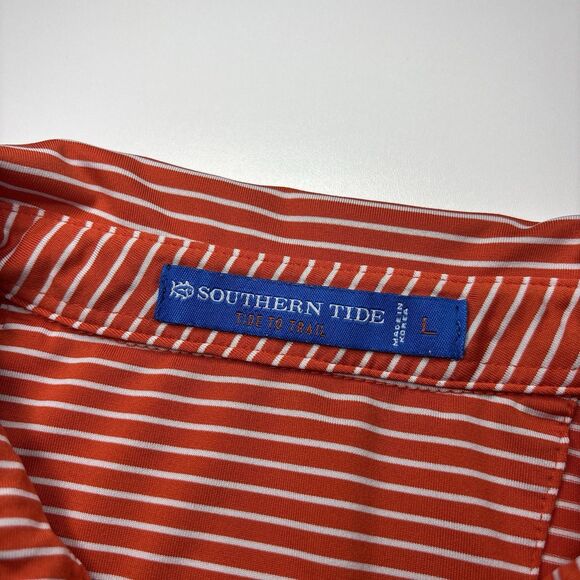 Southern Tide Clemson University Tigers Orange Polo Club Shirt Men L Performance - Picture 9 of 10